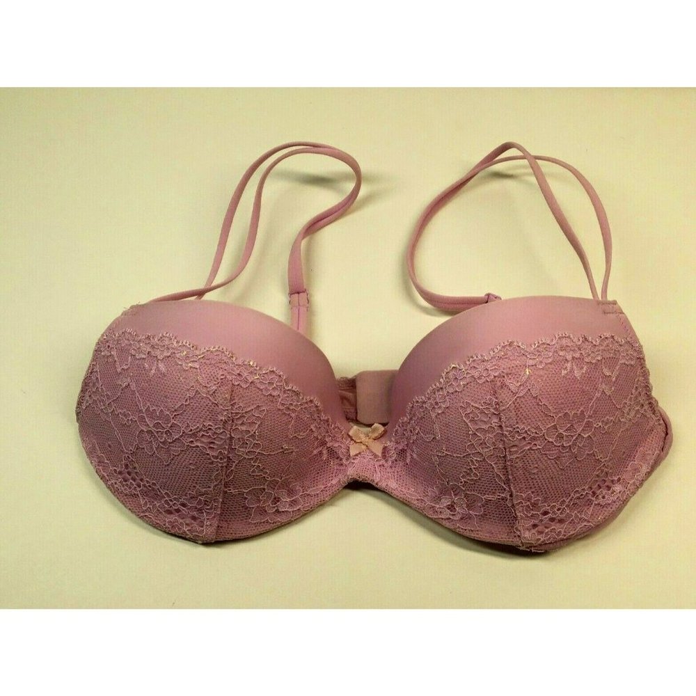 Victoria's Secret Women's Pink Lace Underwire Padded Demi Bra - Size 34B